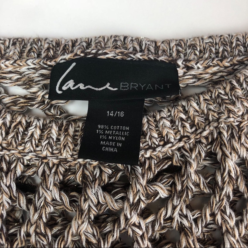 Lane Bryant Open Knit 3/4 Sleeve Metallic Sweater - Picture 3 of 6